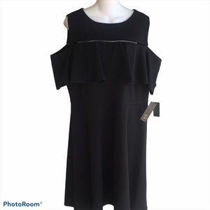 NWT AGB Black Cold Shoulder Dress A-Line Stretch Size 18